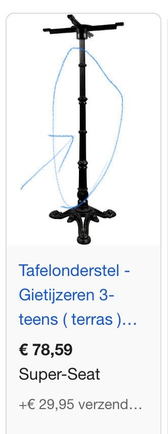 Gietijzeren voor onderstel tafel poot tafelpoot tuin terras, Ophalen, Zo goed als nieuw, Rechthoekig, 50 tot 100 cm