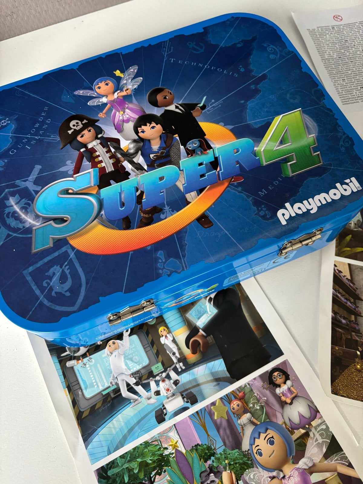 Playmobil Super 4 Legpuzzel in blikken doos, Ophalen of Verzenden, Minder dan 500 stukjes, Gebruikt, Legpuzzel