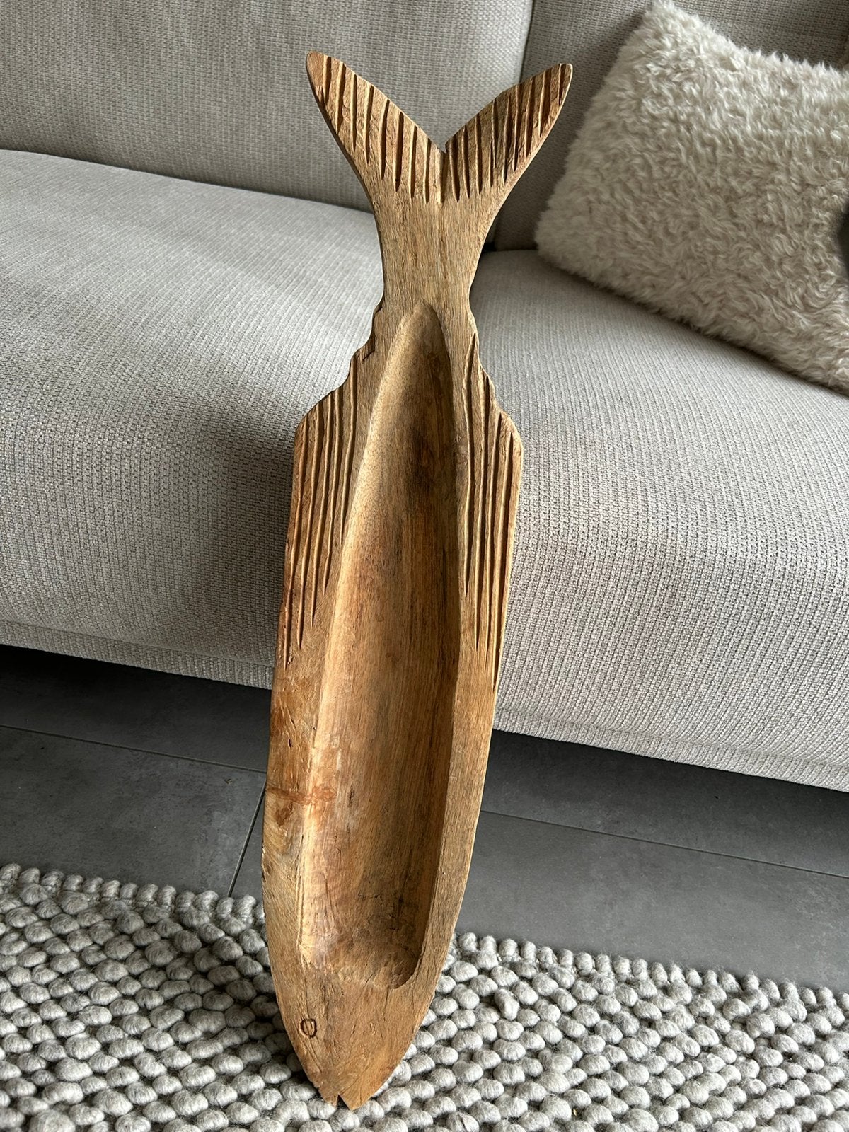 Teak houten schaal vis 73 cm NIEUW, Huis en Inrichting, Schaal, Nieuw, Ophalen of Verzenden, Handgemaakt