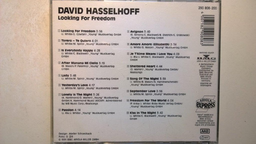 David Hasselhoff - Looking For Freedom, Cd's en Dvd's, Ophalen of Verzenden, Zo goed als nieuw, Pop, Album