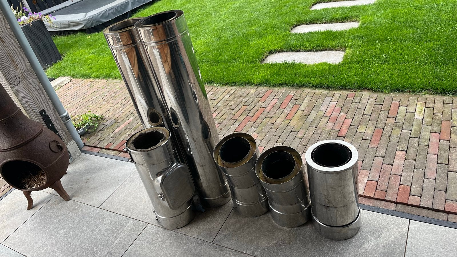 RVS dubbelwandige geïsoleerde rookgasafvoer (Ø150mm), Ophalen, Gebruikt, Overige typen