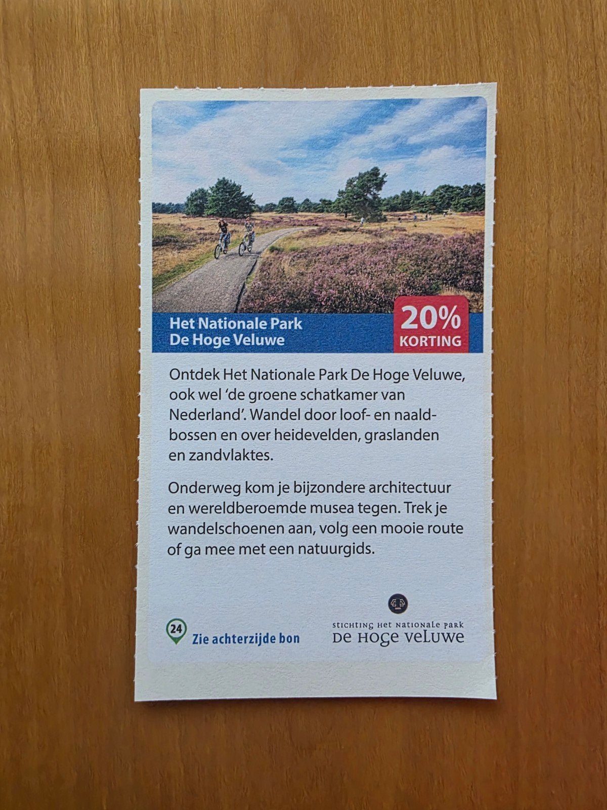 Nationale Park De Hoge Veluwe 20% korting, Drie personen of meer, Kortingsbon, Overige typen