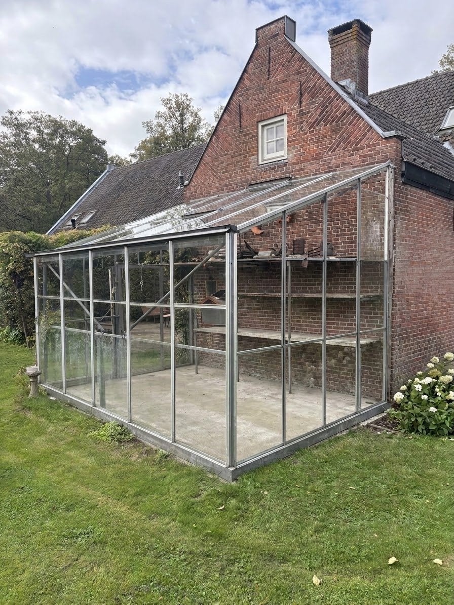 Ruime broeikas / kweek kas met zinken geraamte en dakgoot, Ophalen, Overige materialen, Gebruikt, Kweekkas