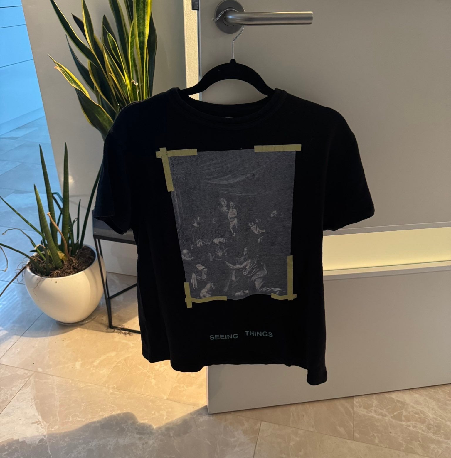 Off-White Virgil Abloh Caravaggio Tee, Ophalen of Verzenden, Zo goed als nieuw, Maat 46 (S) of kleiner, Zwart