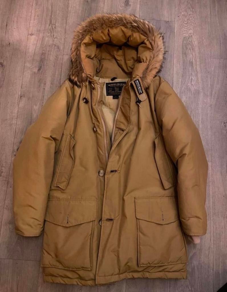 Woolrich parka jas, Kleding | Dames, Jassen | Winter, Ophalen of Verzenden, Gedragen, Maat 36 (S), Beige