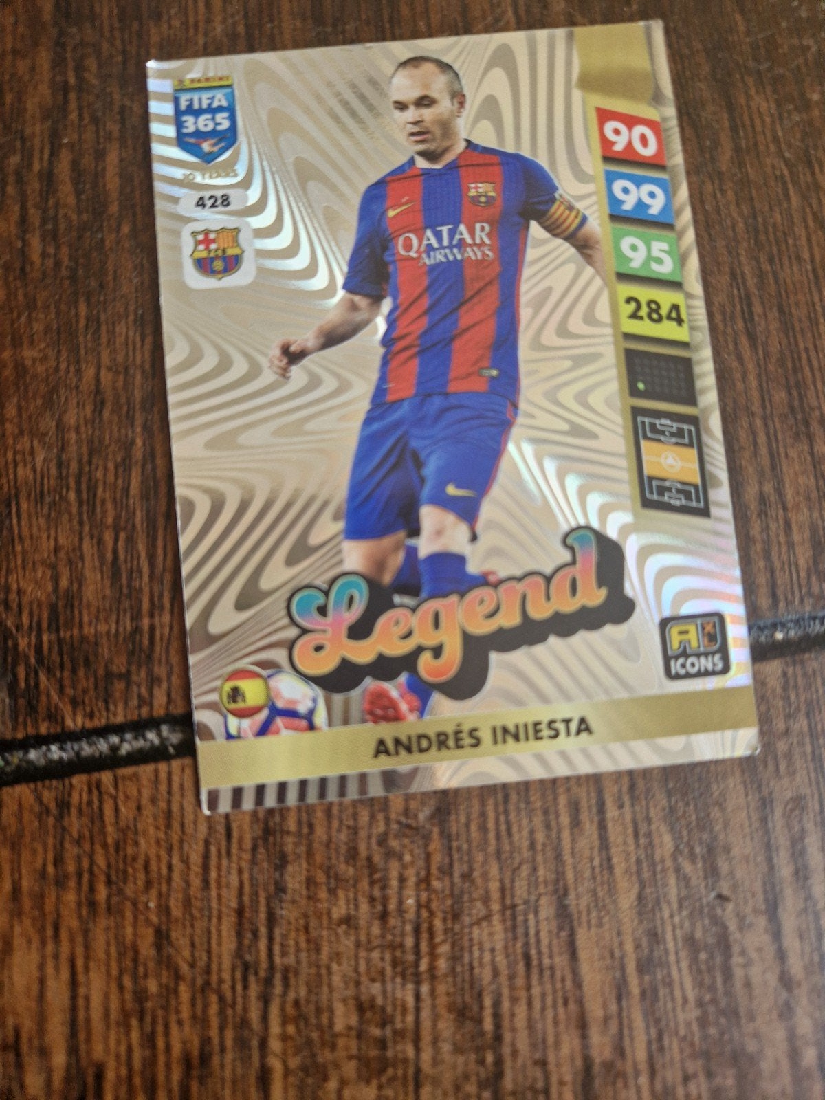 Andrés Iniesta Legend Kaart - FIFA 365 Adrenalyn XL, Ophalen of Verzenden, Zo goed als nieuw, Losse kaart