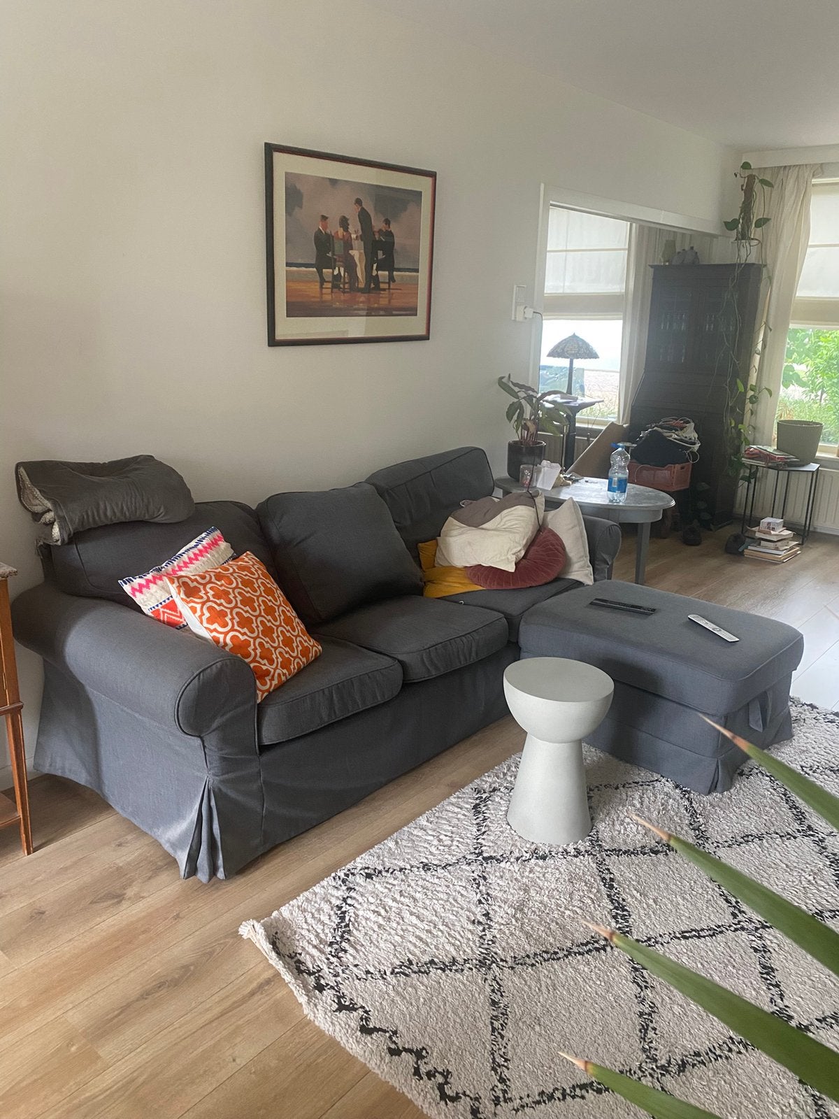 GRATIS! Tijdloze Ektorp 3-zitsbank met chaise longue, Ophalen, Gebruikt, Stof, Tijdloos