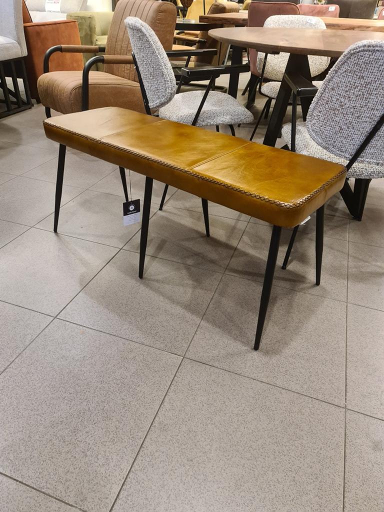 Nieuwe icathcers eetkamerbank interlagos leer cognac 110cm, Ophalen, Industrieel landelijk barok brocante koloniaal boheems vintage
