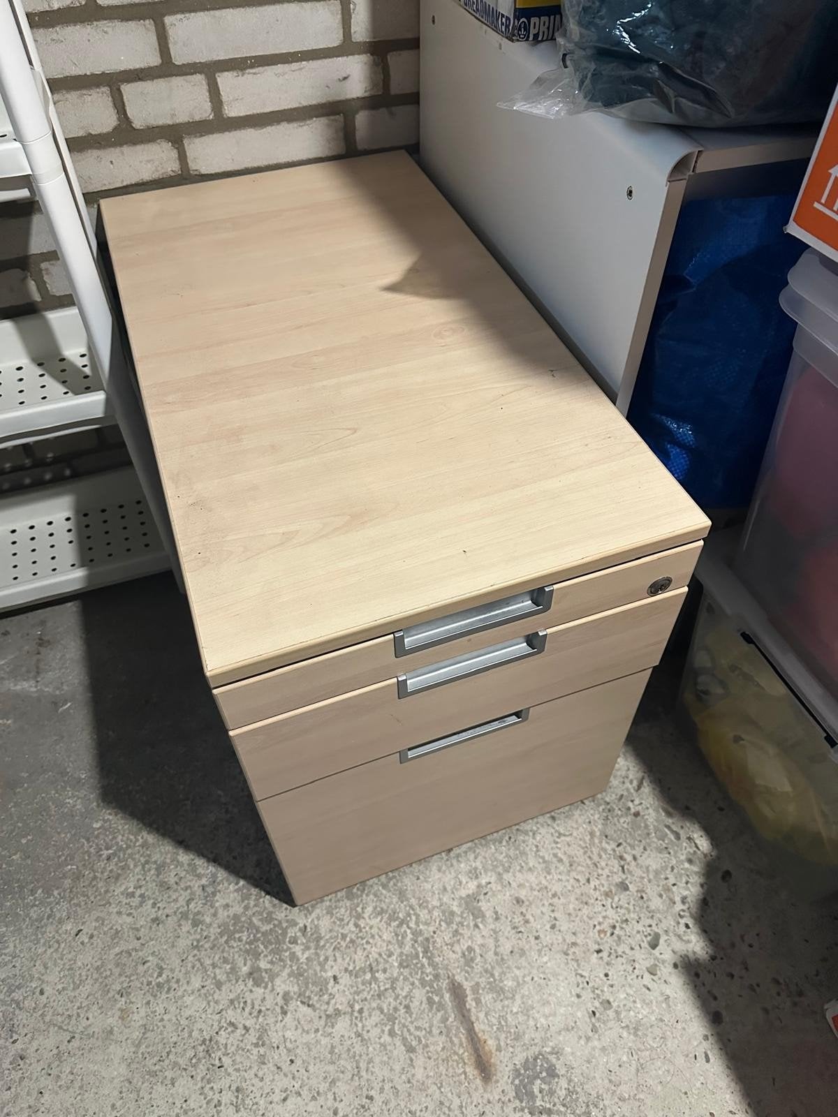 Ladeblok met 3 laden - licht houtkleur, Minder dan 50 cm, Gebruikt, Modern kantoor, 3 of 4 laden