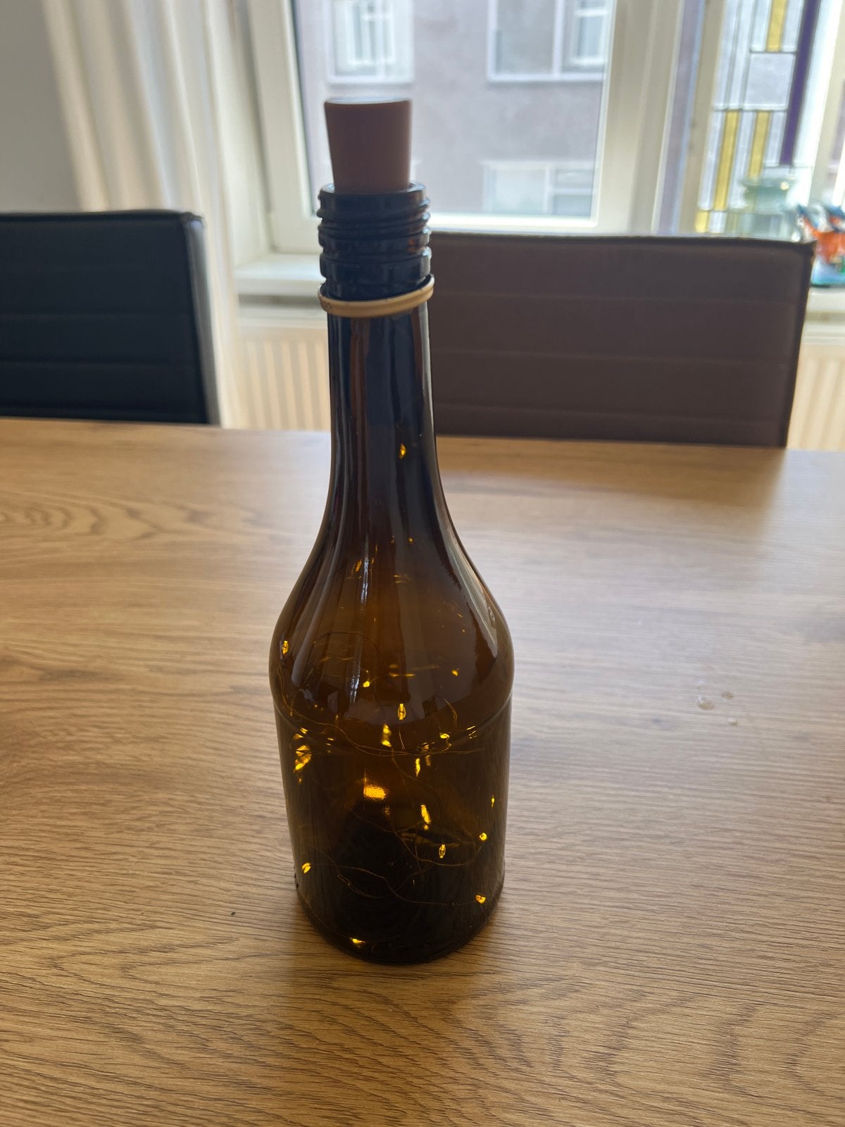 Decoratieve fles met LED-verlichting, Ophalen, Zo goed als nieuw, Modern, Glas
