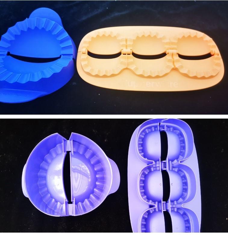 4 Tupperware Deegvormp Empanada dumpling Pasteitje Ravioli, Ophalen of Verzenden, Zo goed als nieuw, Blauw, Overige typen