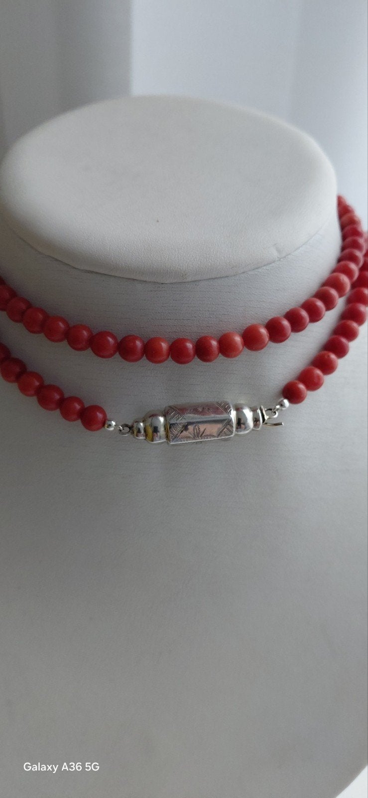 bloedkoraal,zilv.staafslot 60 cm, Sieraden, Tassen en Uiterlijk, Verzenden, Zilver, Ketting