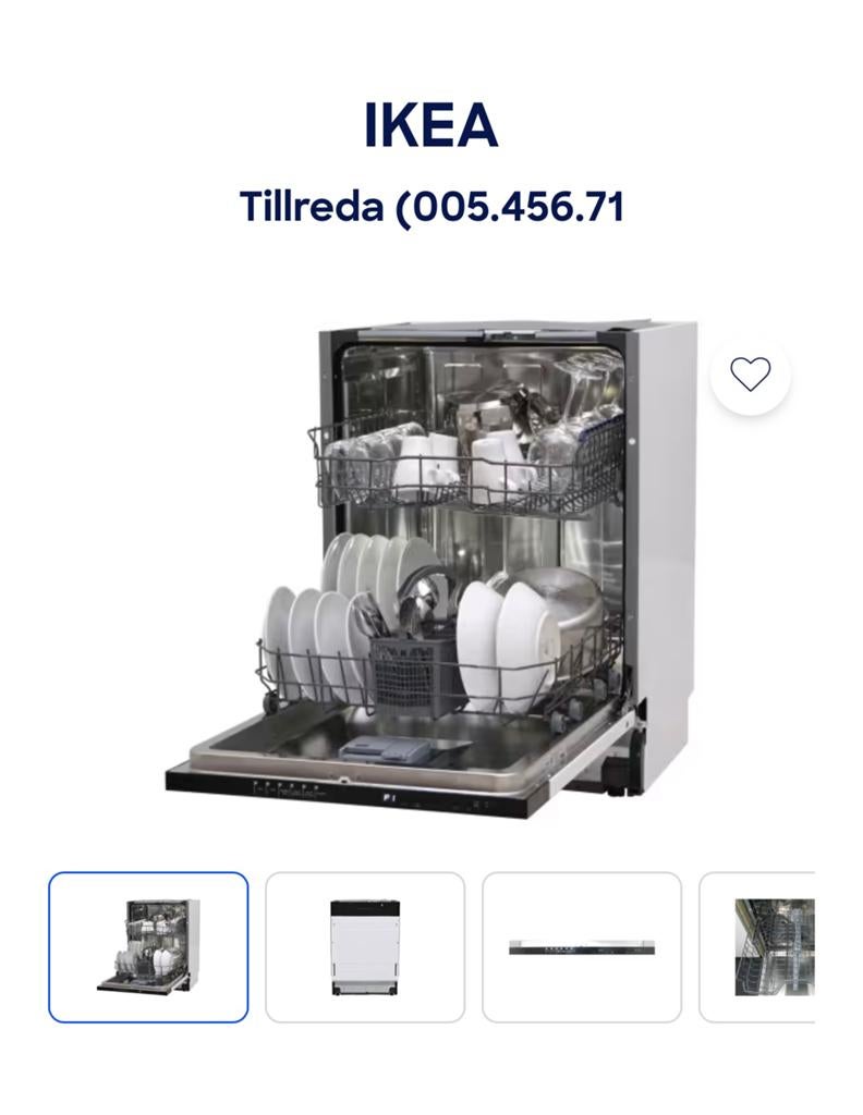 IKEA TILLREDA volledig geïntegreerde inbouwvaatwasser, Ophalen, Gebruikt, Inbouw, 85 tot 90 cm
