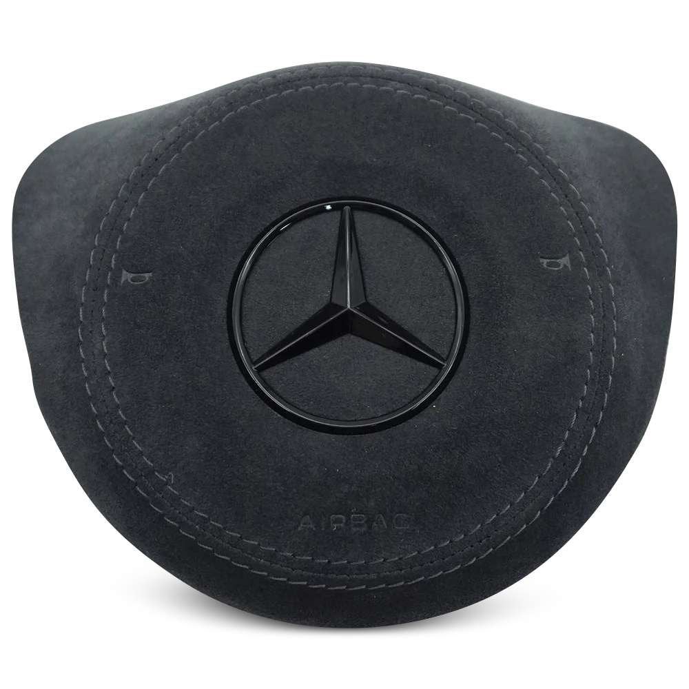Mercedes airbag cover alcantara grijze stiksels zwarte ster, Auto diversen, Tuning en Styling, Ophalen of Verzenden, RevParts
