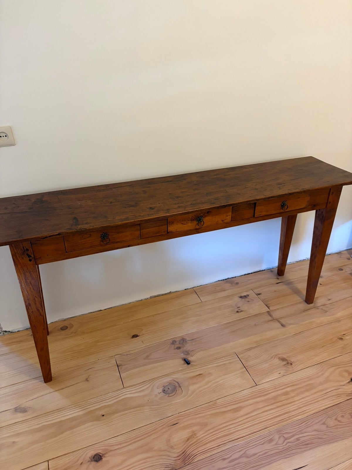Robuuste houten sidetable met lades - 170 cm lang, Antiek en Kunst, Ophalen