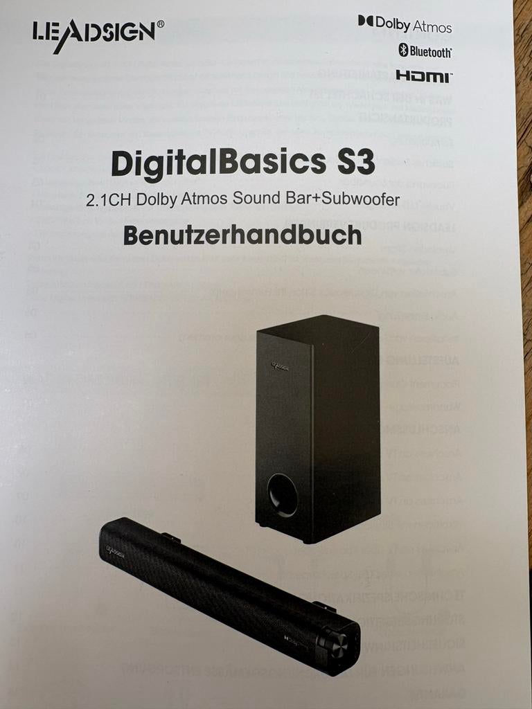 LEADSIGN DigitalBasics S3 Soundbar + Subwoofer Dolby Atmos, Ophalen of Verzenden, Bluetooth, Nieuw