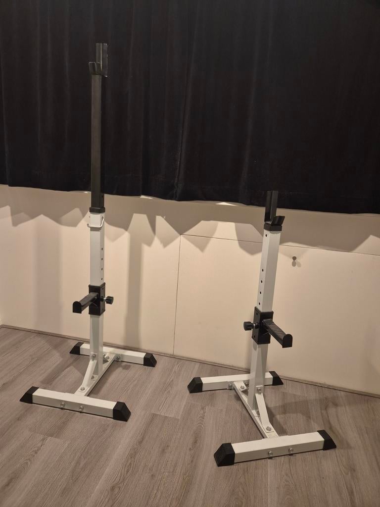 Verstelbaar Squat Rek met Bankje - Squat & Bench Press, Gebruikt, Krachtstation, Ophalen of Verzenden, Metaal