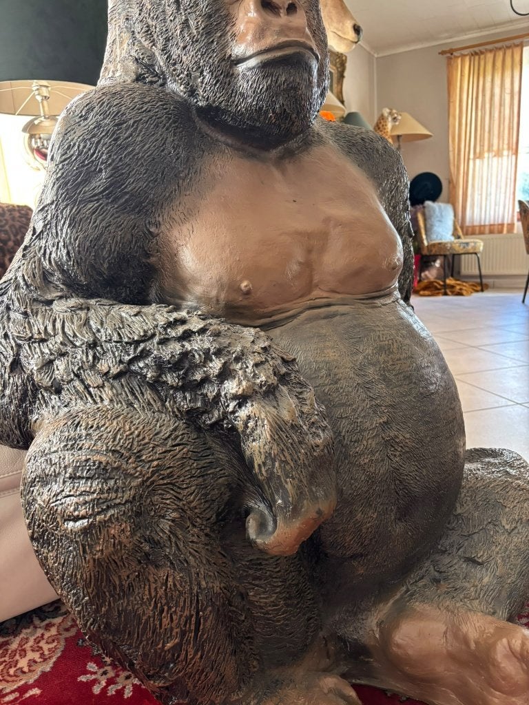 Beeld  zilverrug gorilla , fors gaave xl gorilla , prachtig., Verzamelen, Ophalen, Zo goed als nieuw, Mens