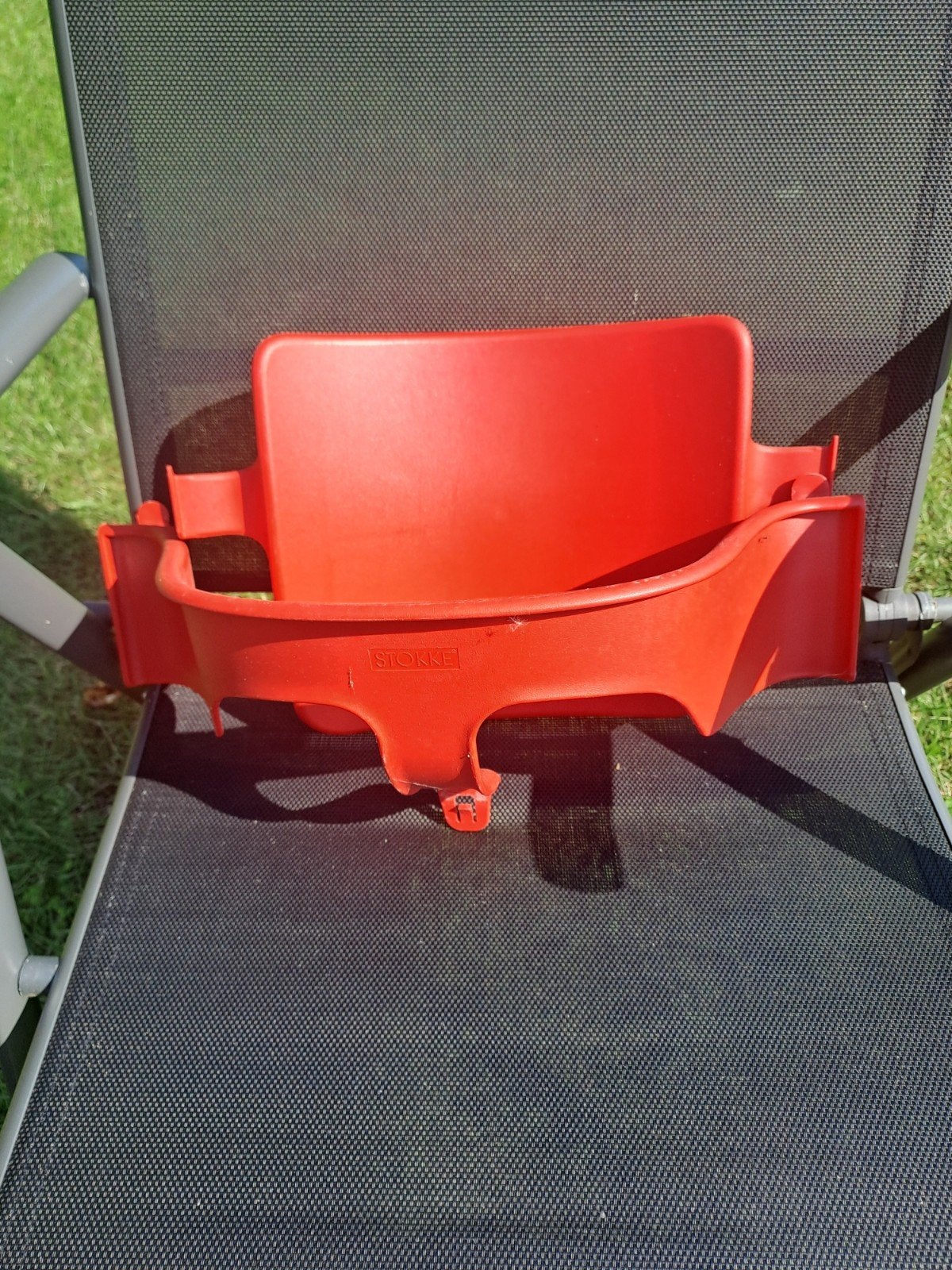 Zgan Stokke trip trap stoelverkleiner,  rood., Ophalen, Zo goed als nieuw, Meegroeistoel, Stoelverkleiner