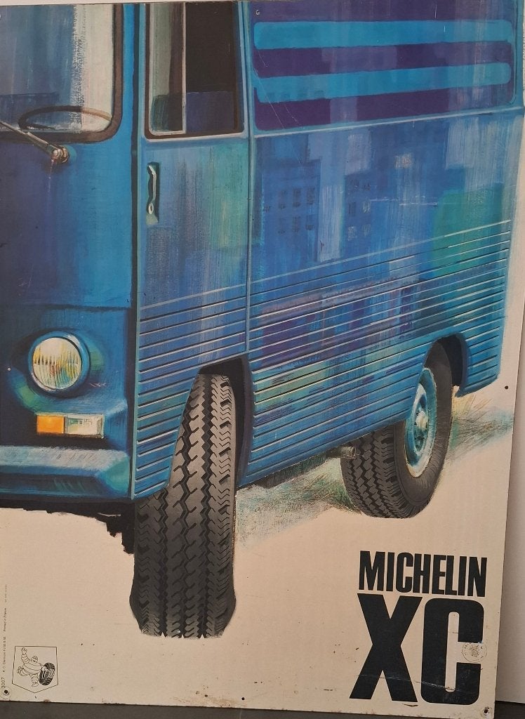 Bord metaal Michelin peugeot j7 geen emaile, Verzamelen, Ophalen, Reclamebord