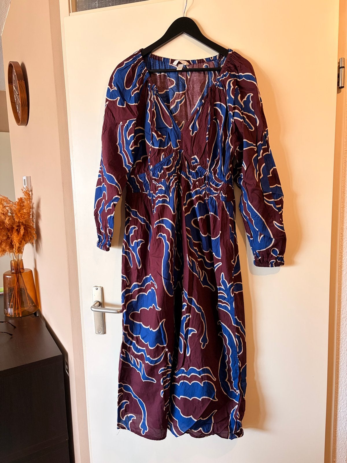 jurk met lange mouwen en patroon - Maat M 38/40, Gedragen, Ophalen, Maat 38/40 (M), Rood
