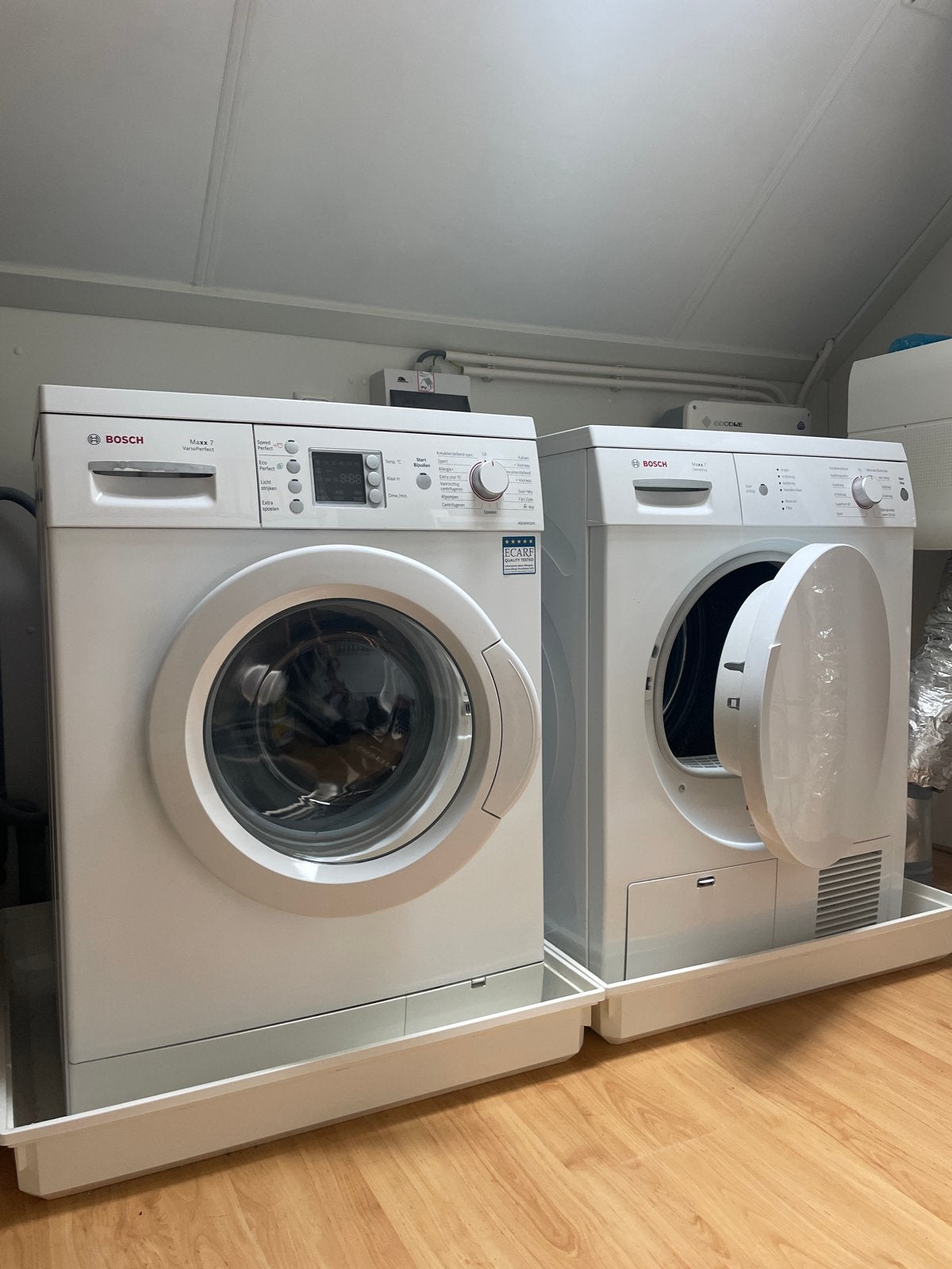 Bosch Maxx 7 Wasmachine en Bosch Maxx 7 Droger Set, Gebruikt, Ophalen of Verzenden, Voorlader, Kort programma