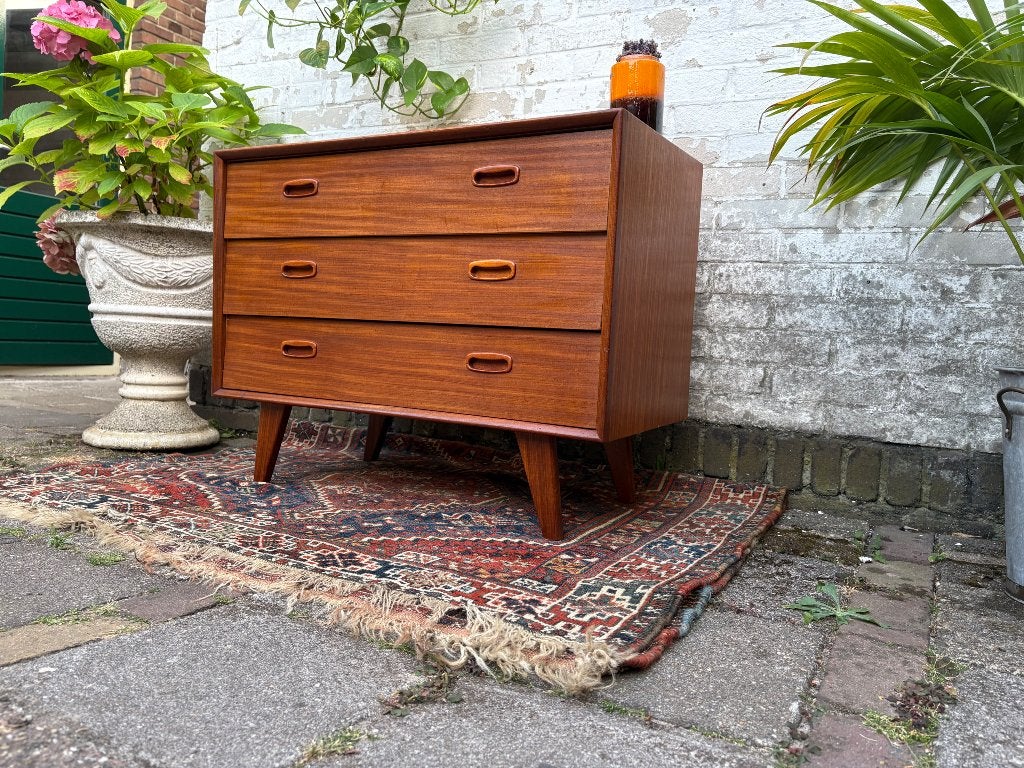 Deens design - laden kastje / dressoir retro vintage 60s, Huis en Inrichting, Ophalen, Gebruikt, 50 tot 100 cm, 3 of 4 laden