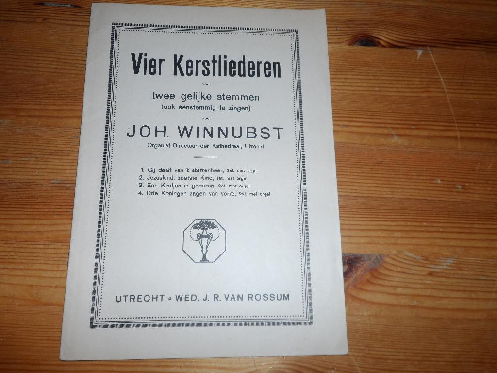 Joh. Winnubst - vier kerstliederen, Muziek en Instrumenten, Bladmuziek, Gebruikt, Koor, Ophalen of Verzenden, Religie en Gospel