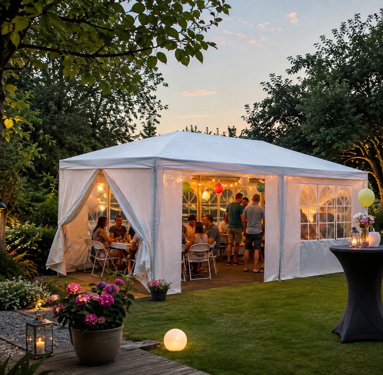 Partytent Paviljoen GOEDKOPER DAN HUREN!!wit met 6 zijwande, Partytent, Minder dan 4 meter, Nieuw, 5 tot 8 meter