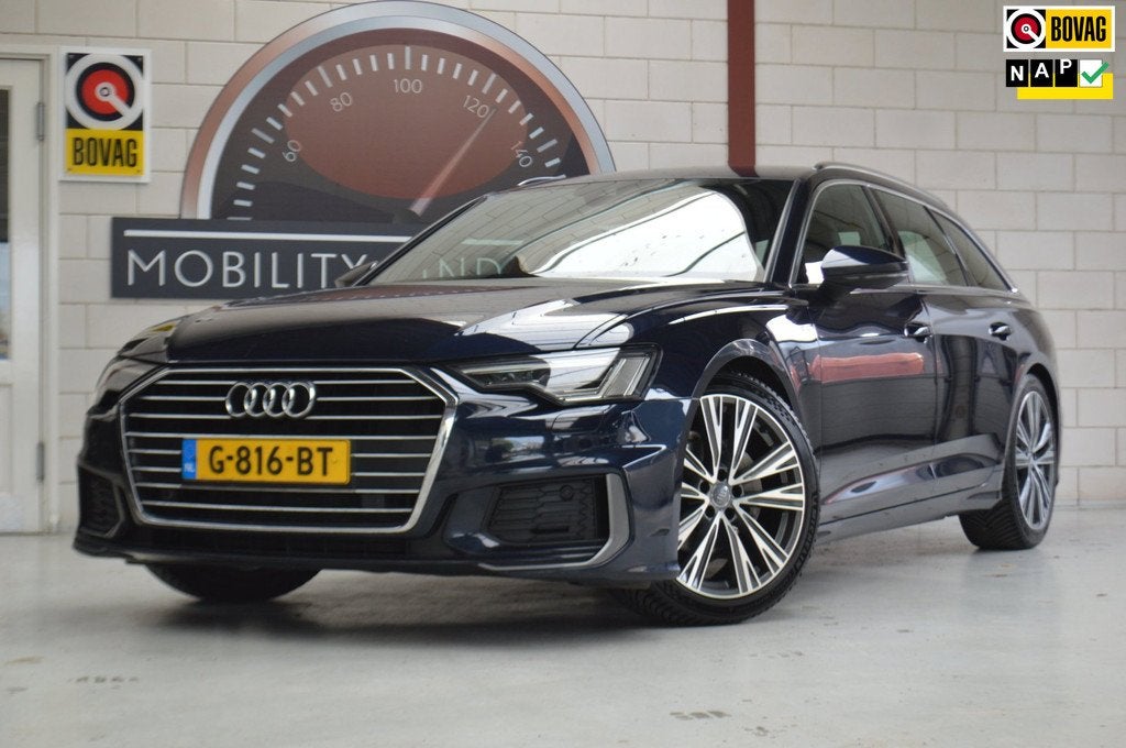 Audi A6 Avant 40 TDI Launch ed. Sport,TREKHAAK,ALL-SEASON.EX, Auto's, Audi, Gebruikt, 2000 kg, Blauw, Leder en Stof