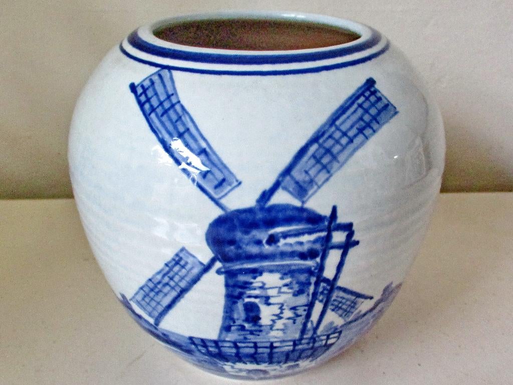 Vintage Sphinx Maastricht vaas met molen fifties, Antiek en Kunst, Ophalen of Verzenden