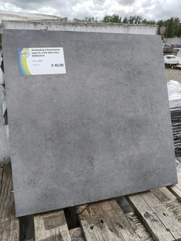 Keramiek 3m - Craft Dark Grey 60x60x3cm (prijs per m2), Ophalen, Nieuw, Keramiek, Terrastegels