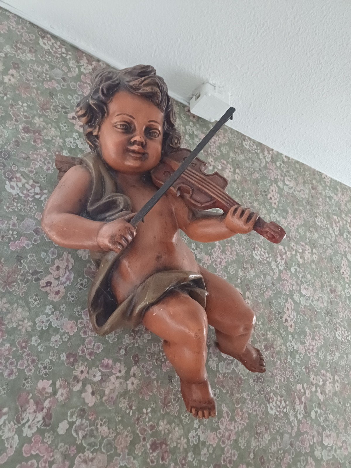 Antieke Grote Engel met Viool - Cherubijn Beeld, Ophalen