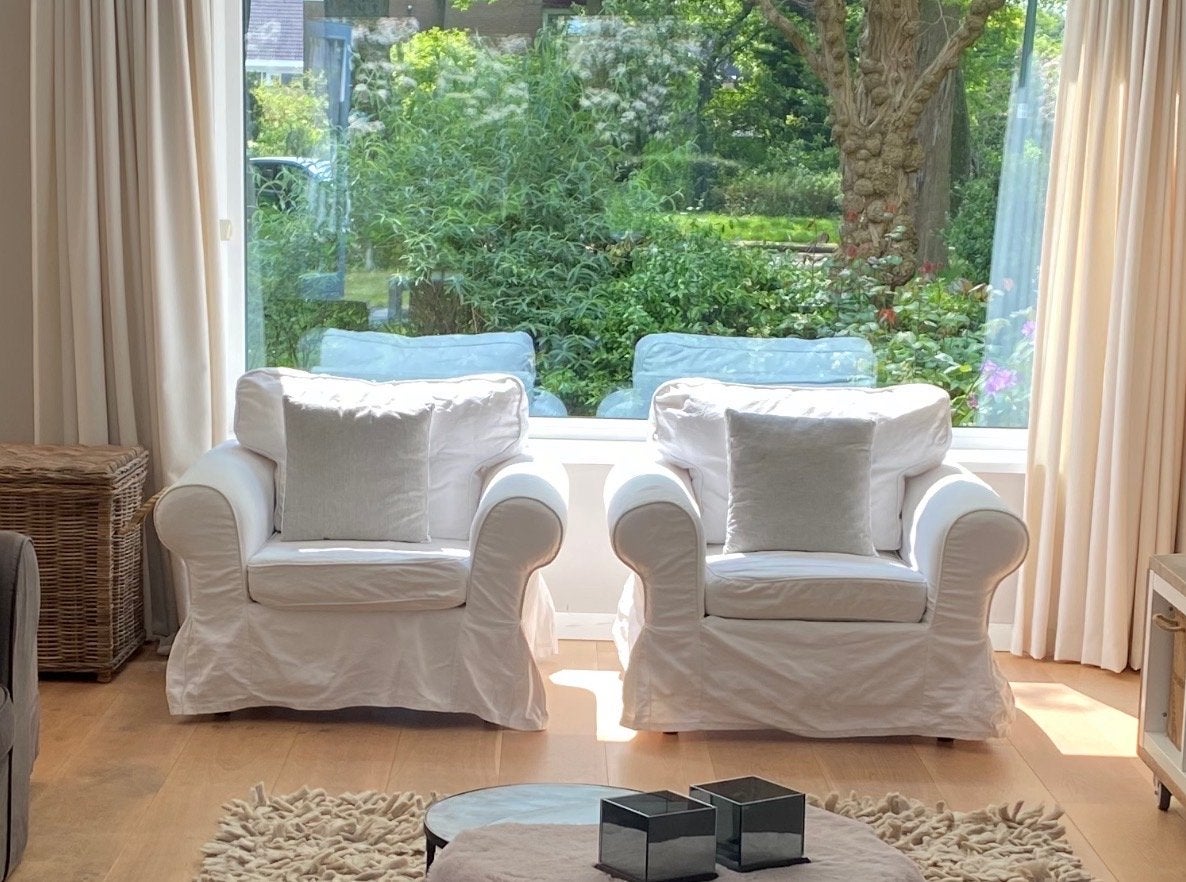 Set van 2 comfortabele Ektorp fauteuils, Ophalen, Gebruikt, Twee, Wit