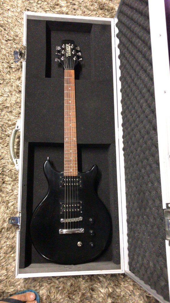 Hamer Slammer Series DC Set Neck 1997+ Fender gigbag, Ophalen, Zo goed als nieuw, Solid body, Overige merken