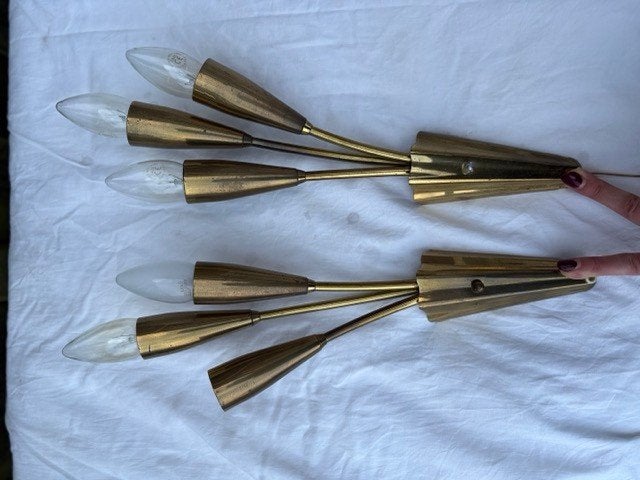 Vintage bedlampjes Wandmontage wandlampjes messing, Huis en Inrichting, Lampen | Wandlampen, Ophalen of Verzenden, Gebruikt, Metaal