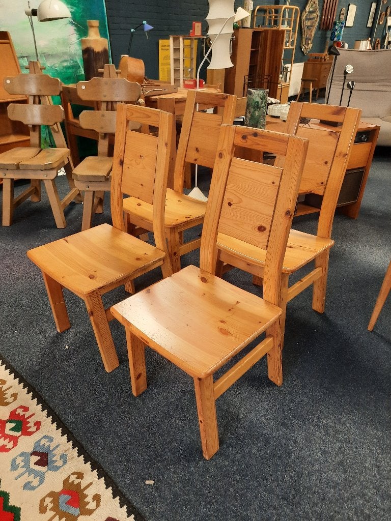 Set van 4 eetkamerstoelen van Ilmari Tapiovaara, Gebruikt, Bruin, Ophalen of Verzenden, Vier