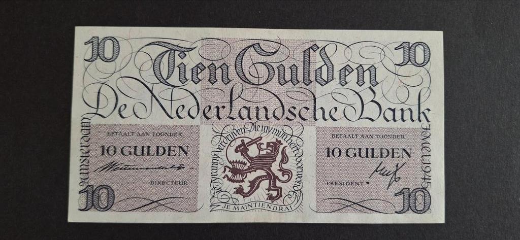 Nederland 10 gulden 1945 Pr. ( Mooie kwaliteit!), Ophalen, 10 gulden