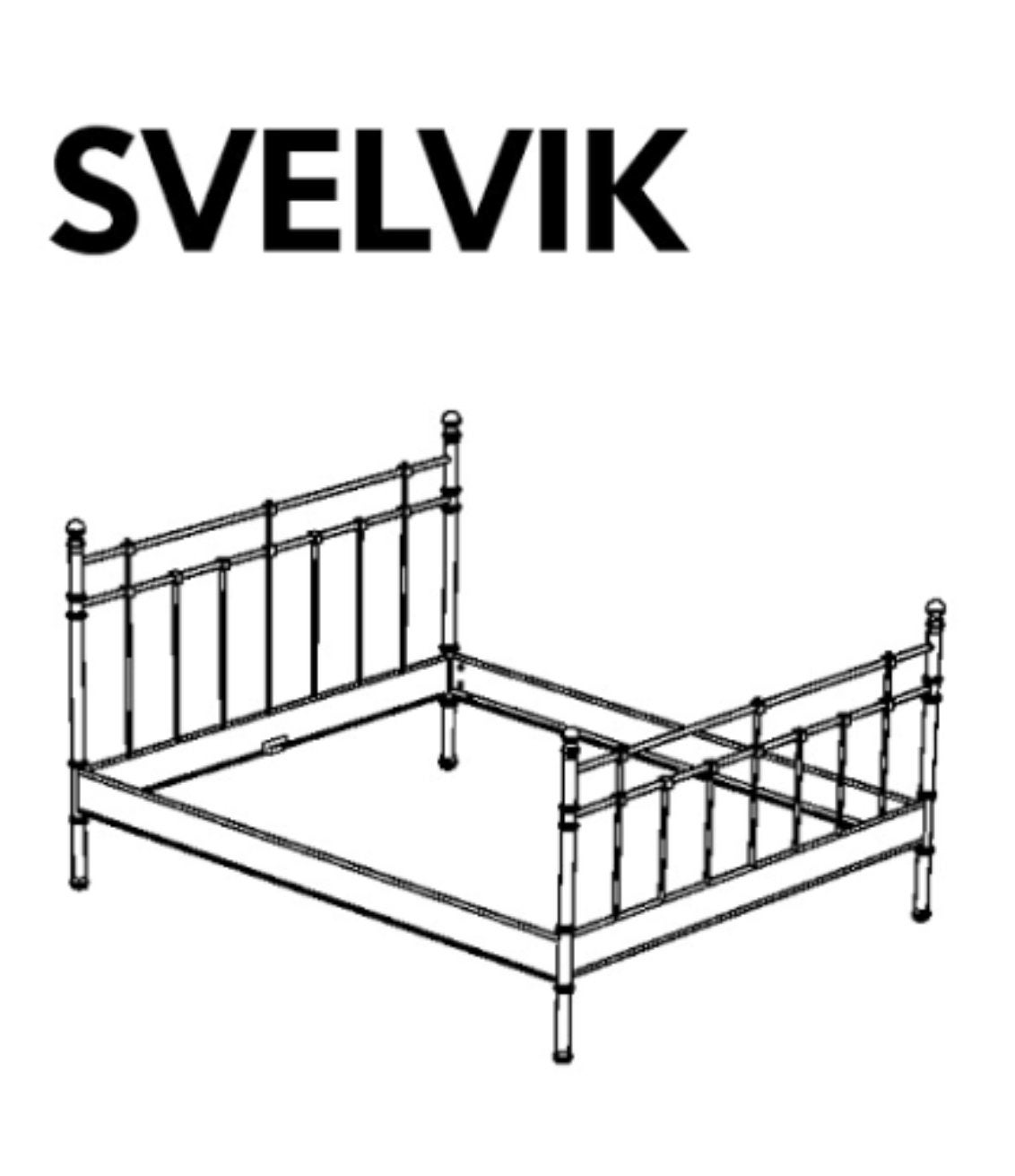 IKEA SVELVIK Tweepersoonsbed - Zwart metaal, Huis en Inrichting, Ophalen, Gebruikt, Zwart, Tweepersoons