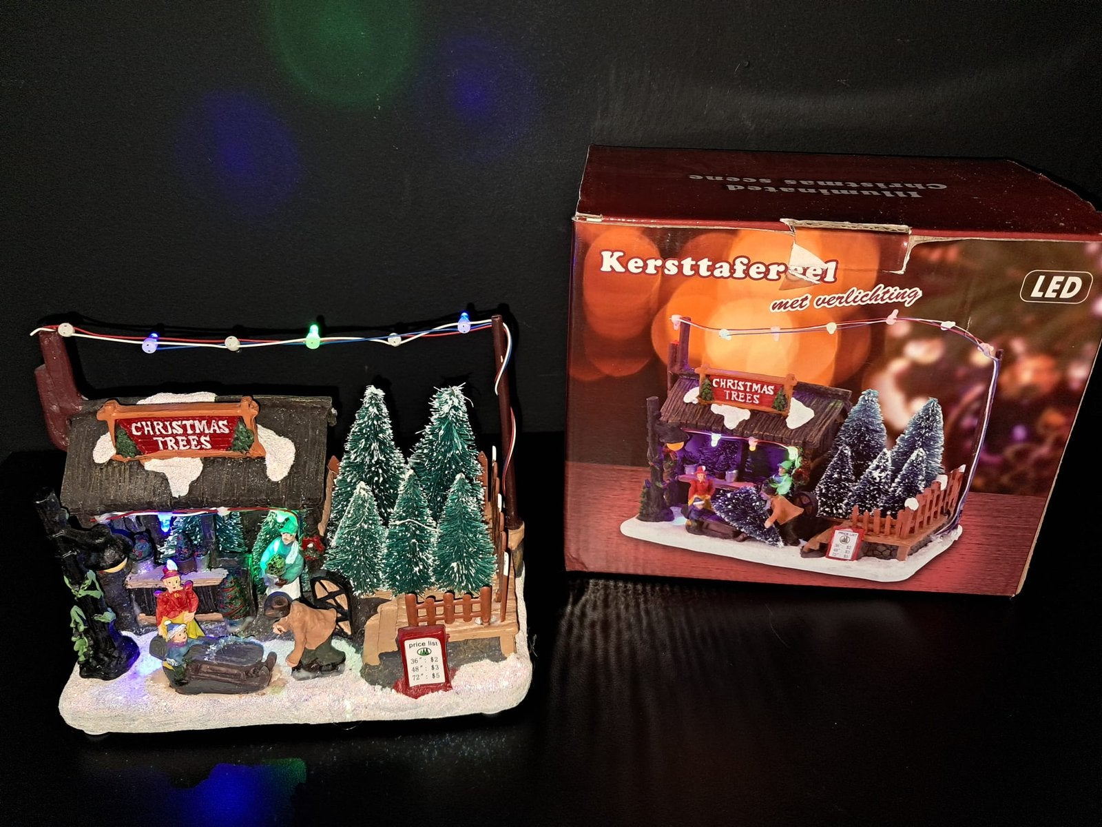 Kersttafereel + verlichting, kerstdorp, kerstboom, stal, Diversen, Ophalen of Verzenden, Gebruikt
