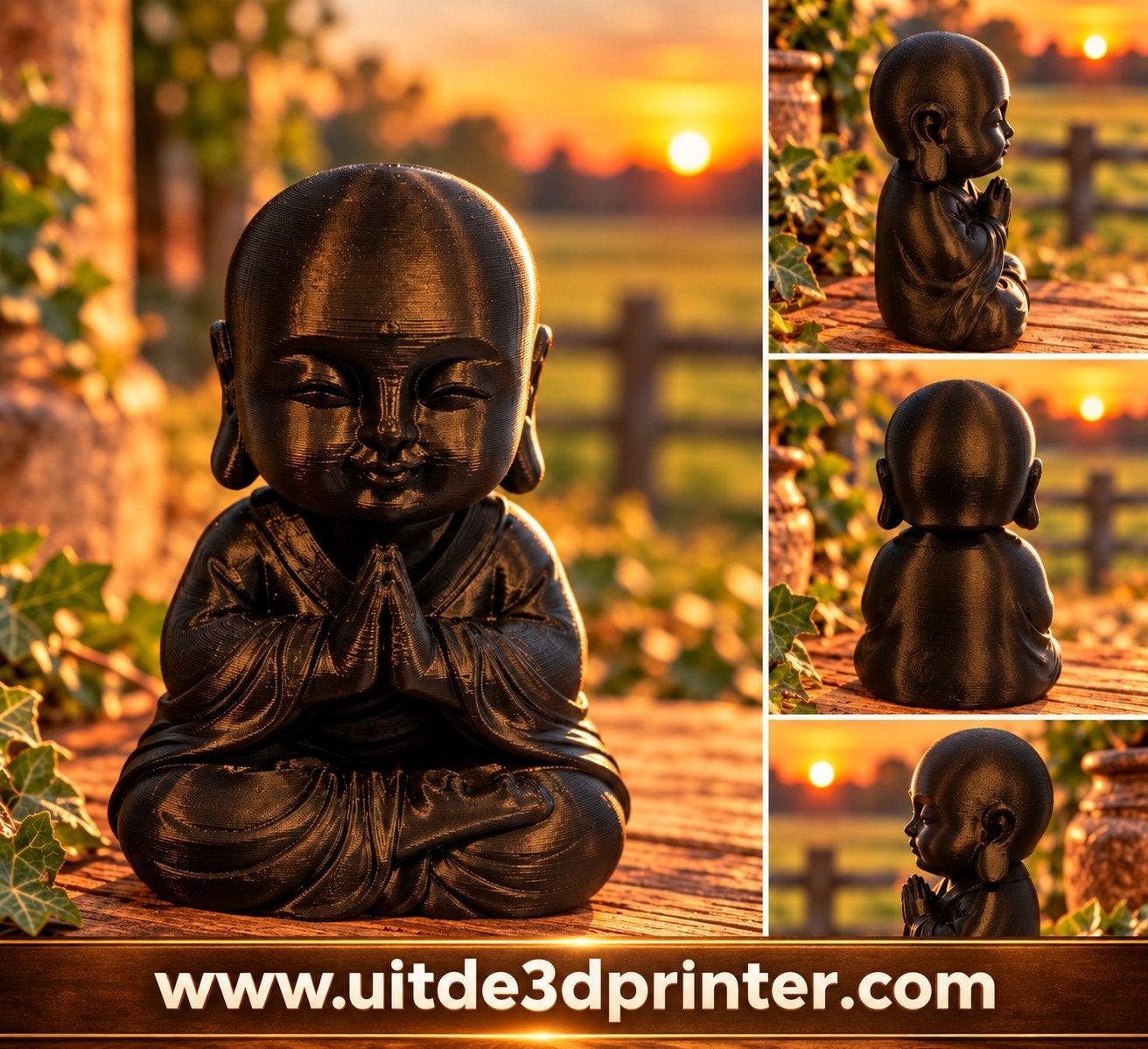 3D Boeddha in Namaste Houding - Rust en Meditatie, Ophalen of Verzenden, Nieuw, Kunststof, Zwart