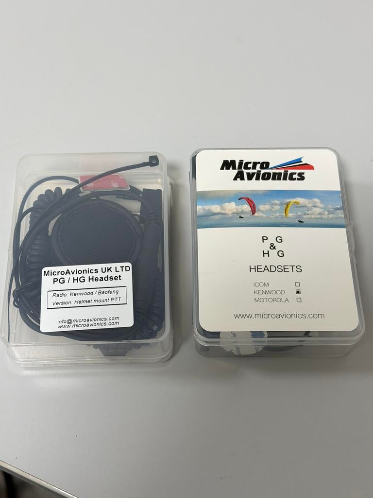 2x MicroAvionics PG HG Headset Kenwood Baofeng headsets ptt, Sport en Fitness, Zweefvliegen en Paragliding, Nieuw, Overige typen
