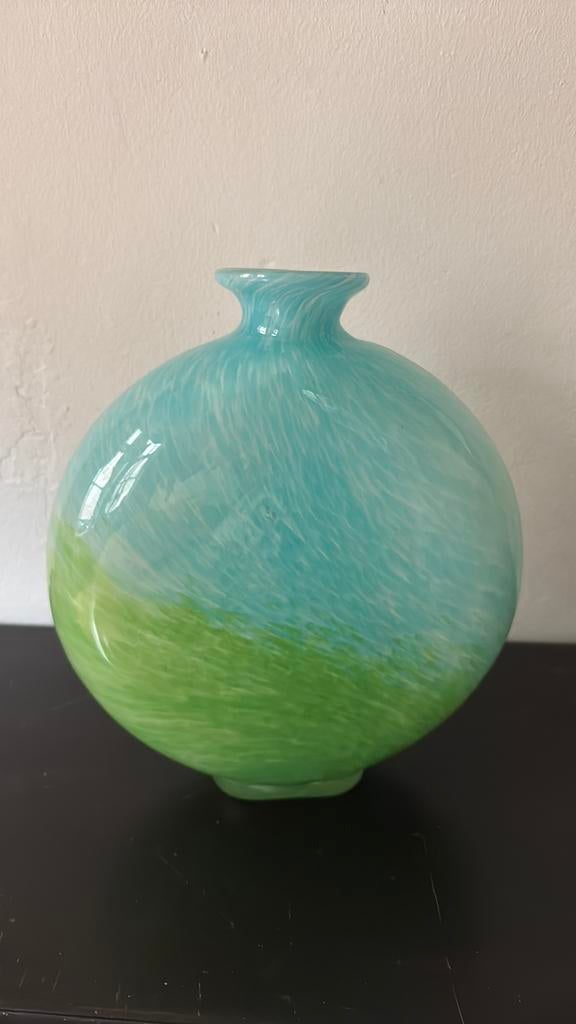 Lime Green & Turquoise Hand Blown MURANO, Huis en Inrichting, Woonaccessoires | Vazen, Ophalen of Verzenden, Minder dan 50 cm