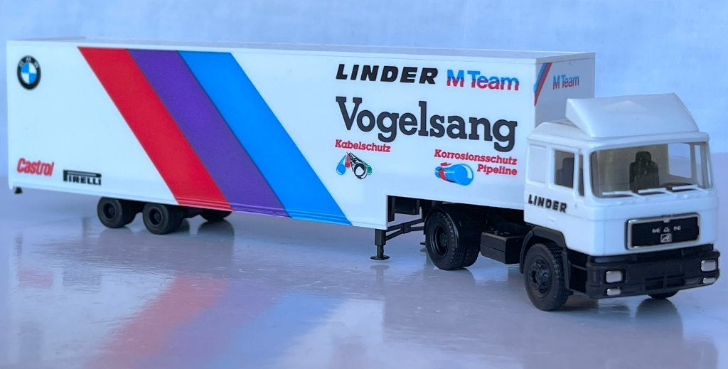 Herpa 859173: MAN F90   "Linder M-Team / Vogelsang", Ophalen of Verzenden, Zo goed als nieuw, Bus of Vrachtwagen, Herpa