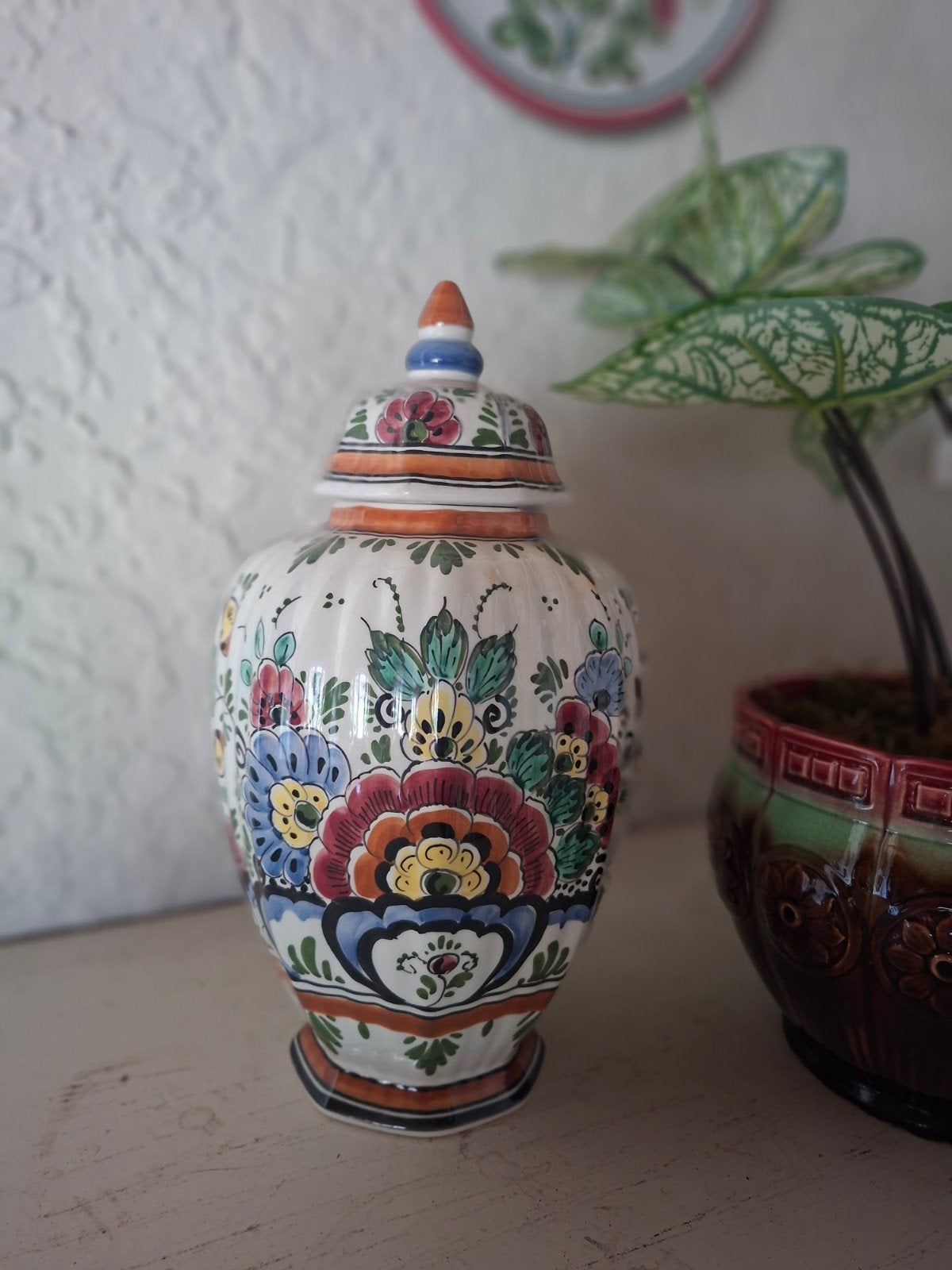Deksel vaas Delft Holland polychrome vaas, Ophalen