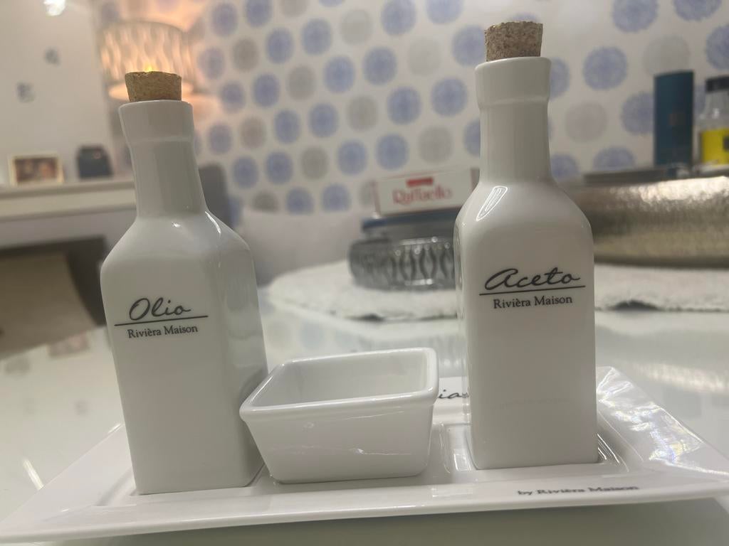 Riviera Maison Olie & Azijn Set met Dienblad, Ophalen of Verzenden, Zo goed als nieuw