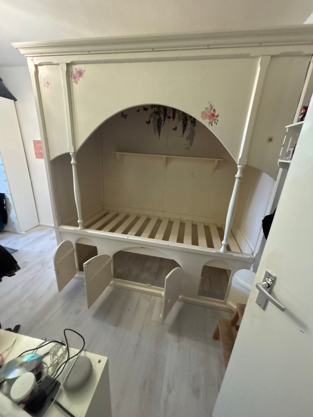 Uniek bedstee bed, met galaxy hemel en veel opberg ruimte, Ophalen, Gebruikt, Hoogslaper