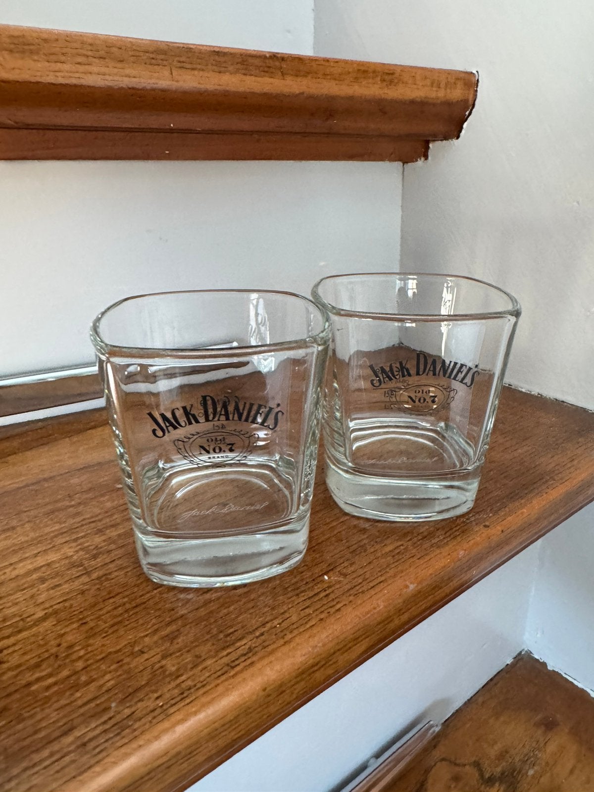2x Jack Daniel’s whisky glas, Ophalen of Verzenden, Zo goed als nieuw, Borrel- of Shotglas