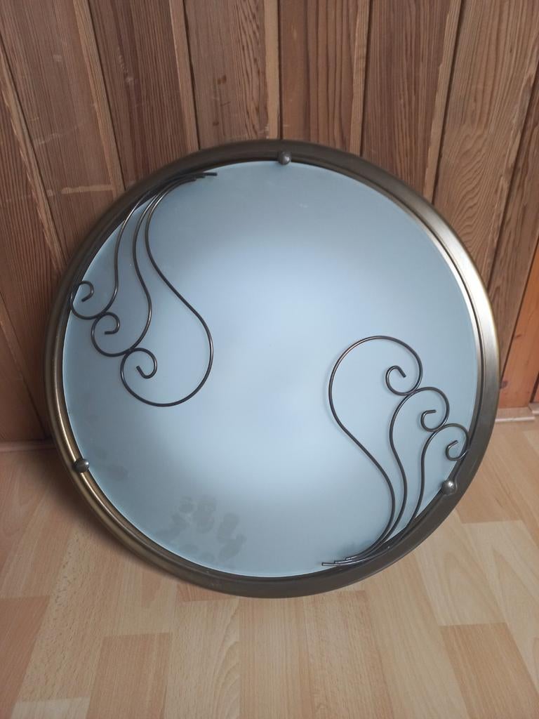 Plafondlamp met glas en metaal, Ophalen, Gebruikt, Glas