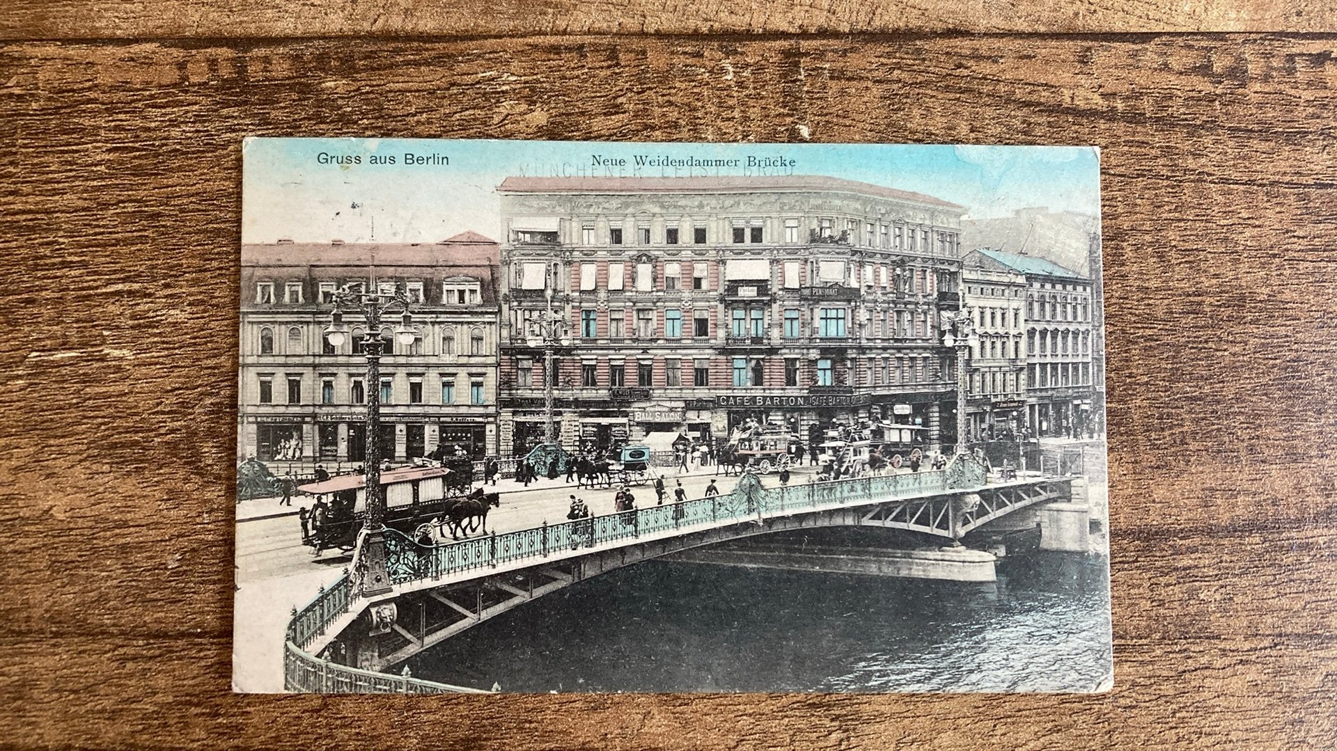 Oude ansichtkaart Berlijn 1908 Weidendammer Brücke, Ophalen of Verzenden, Voor 1920, Gelopen, Duitsland